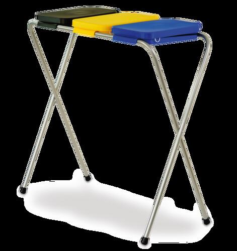 UDOBÄR Vuilniszakstandaard, voor 120-liter-zakken, zilverkleurig, deksel zwart, geel, blauw