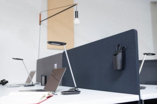 LUXOR Geluiddempende tafelscheidingswand RECLAIM, hoogte x breedte 600 x 1600 mm, wand lichtgrijs