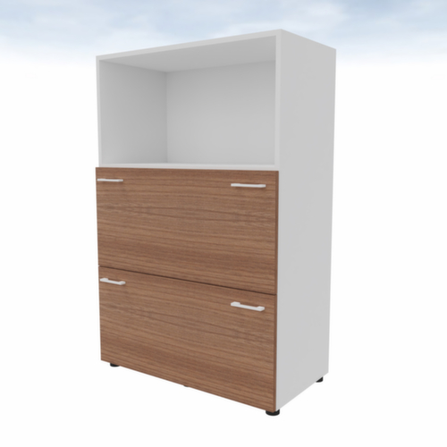 Quadrifoglio Hangmappenkast T45, 2 uittrekelementen, wit/notenboom