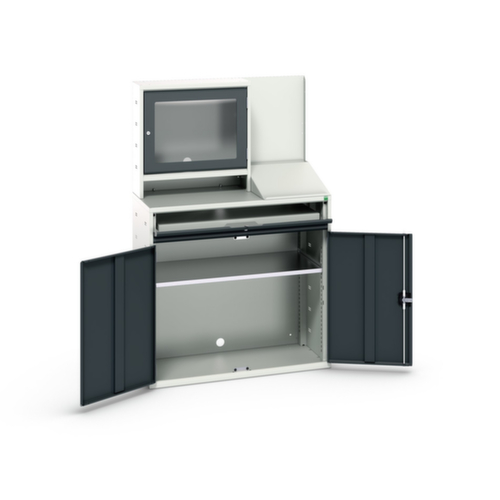 bott computerkast verso met monitorvak, RAL7035 lichtgrijs/RAL7016 antracietgrijs