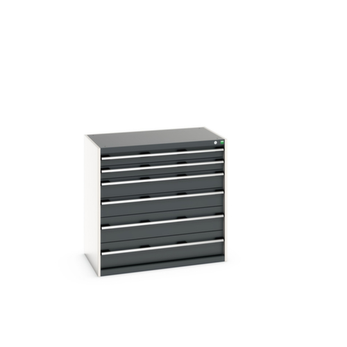 bott Ladekast cubio oppervlak 1050 x 650 mm, 6 lade(n), RAL7035 lichtgrijs/RAL7016 antracietgrijs