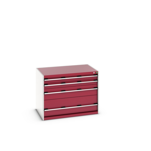 bott Ladekast cubio oppervlak 1050 x 750 mm, 4 lade(n), RAL7035 lichtgrijs/RAL3004 purperrood
