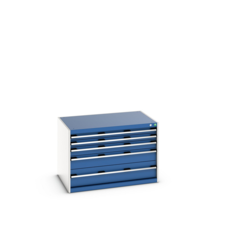 bott Ladekast cubio oppervlak 1050 x 750 mm, 5 lade(n), RAL7035 lichtgrijs/RAL5010 gentiaanblauw