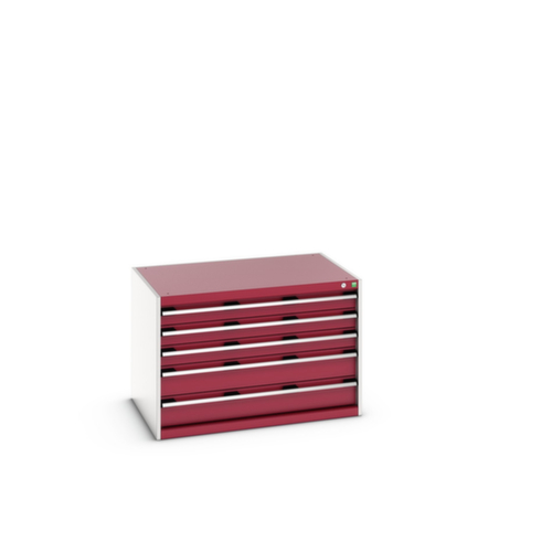 bott Ladekast cubio oppervlak 1050 x 750 mm, 5 lade(n), RAL7035 lichtgrijs/RAL3004 purperrood