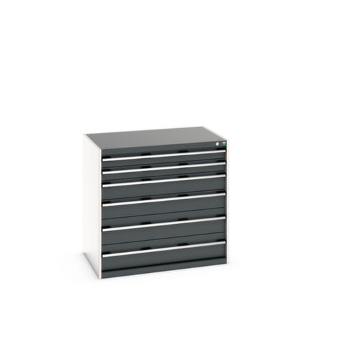 bott Ladekast cubio oppervlak 1050 x 750 mm, 6 lade(n), RAL7035 lichtgrijs/RAL7016 antracietgrijs
