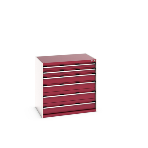 bott Ladekast cubio oppervlak 1050 x 750 mm, 6 lade(n), RAL7035 lichtgrijs/RAL3004 purperrood