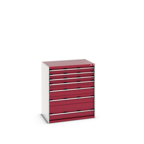 bott Ladekast cubio oppervlak 1050 x 750 mm, 7 lade(n), RAL7035 lichtgrijs/RAL3004 purperrood