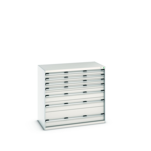 bott Ladekast cubio oppervlak 1300 x 750 mm, 7 lade(n), RAL7035 lichtgrijs/RAL7035 lichtgrijs