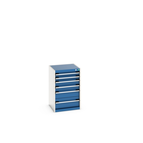 bott Ladekast cubio oppervlak 525 x 525 mm, 6 lade(n), RAL7035 lichtgrijs/RAL5010 gentiaanblauw