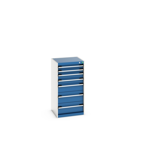 bott Ladekast cubio oppervlak 525 x 525 mm, 7 lade(n), RAL7035 lichtgrijs/RAL5010 gentiaanblauw