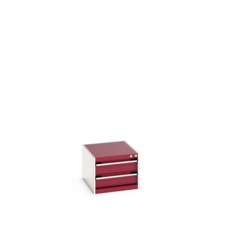 bott Ladekast cubio oppervlak 525 x 650 mm, 2 lade(n), RAL7035 lichtgrijs/RAL3004 purperrood