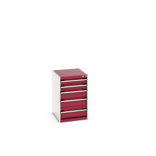 bott Ladekast cubio oppervlak 525 x 650 mm, 5 lade(n), RAL7035 lichtgrijs/RAL3004 purperrood