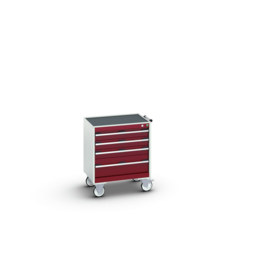bott Verrijdbare ladekast cubio, 4 lade(n), RAL7035 lichtgrijs/RAL3004 purperrood