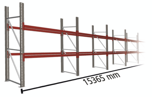 META Palletstelling MULTIPAL voor 48 pallets, 15365 mm breed, 2 opslagniveaus