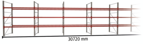 META Palletstelling MULTIPAL voor 132 pallets, 30720 mm breed, 4 opslagniveaus