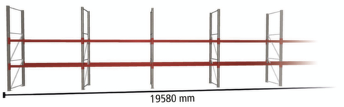 META Palletstelling MULTIPAL voor 42 pallets, 19580 mm breed, 3 opslagniveaus