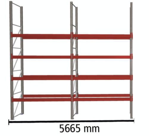 META Palletstelling MULTIPAL voor 20 pallets, 5665 mm breed, 5 opslagniveaus