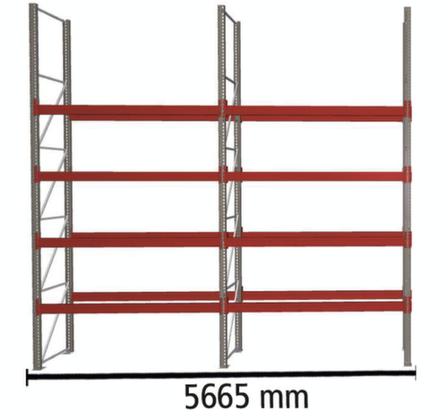 META Palletstelling MULTIPAL voor 30 pallets, 5665 mm breed, 5 opslagniveaus