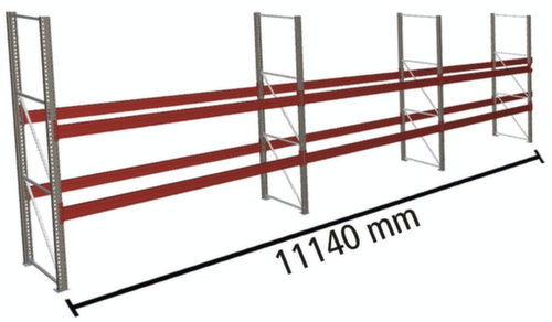 META Palletstelling MULTIPAL voor 36 pallets, 11140 mm breed, 3 opslagniveaus