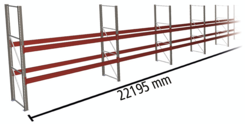 META Palletstelling MULTIPAL voor 72 pallets, 22195 mm breed, 3 opslagniveaus