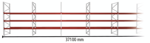 META Palletstelling MULTIPAL voor 160 pallets, 37100 mm breed, 4 opslagniveaus
