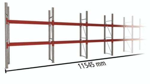 META Palletstelling MULTIPAL voor 18 pallets, 11545 mm breed, 3 opslagniveaus
