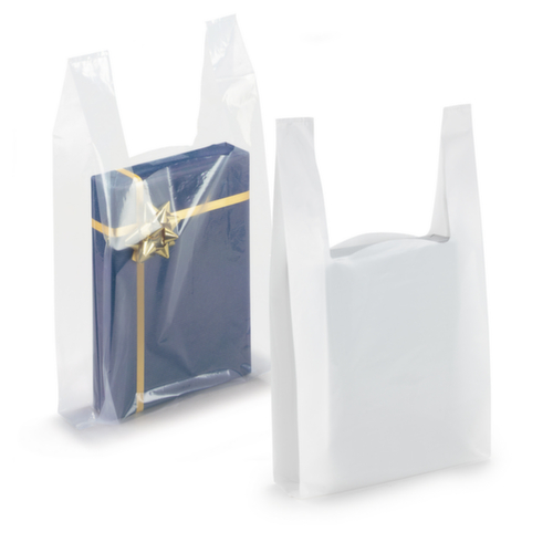 Plastic draagtas 80% gerecycled wit 33 x 63 x 16 cm