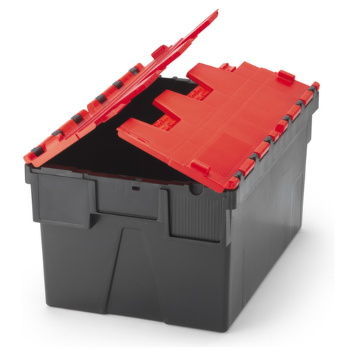 Nestbare stapelbak Loadhog met rood deksel 56l