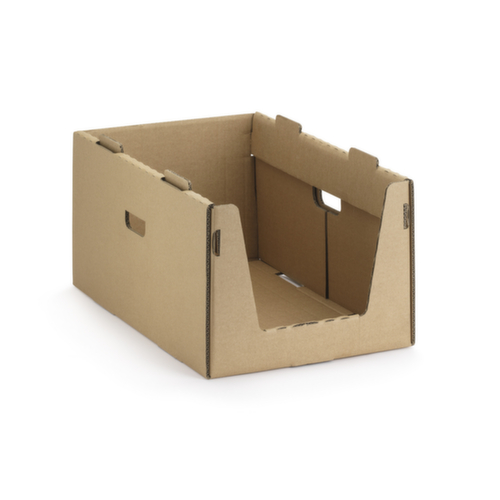 Stapelbak van karton met open voorzijde 600 x 400 x 300 mm