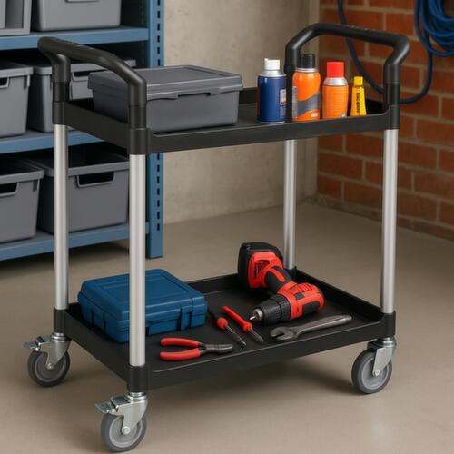 UDOBÄR Kunststof etagewagen 793x510 mm, draagvermogen 180 kg, 2 etages