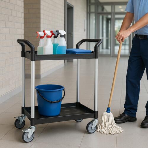 UDOBÄR Kunststof etagewagen 793x510 mm, draagvermogen 180 kg, 2 etages