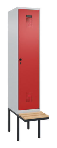 C+P locker voor scheiding van kleding Evolo PLUS met bank, vakbreedte 400 mm