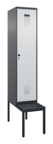 C+P locker voor scheiding van kleding Evolo PLUS met bank, vakbreedte 400 mm