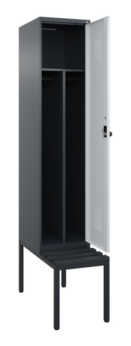 C+P locker voor scheiding van kleding Evolo PLUS met bank, vakbreedte 400 mm