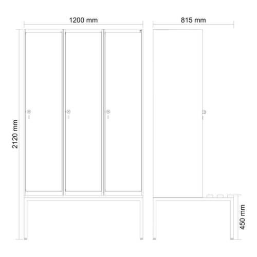 C+P locker Evolo PLUS met bank, vakbreedte 400 mm