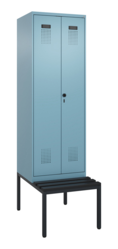 C+P PBM-locker Evolo PLUS voor het gescheiden opbergen van kleding met bank, vakbreedte 300 mm