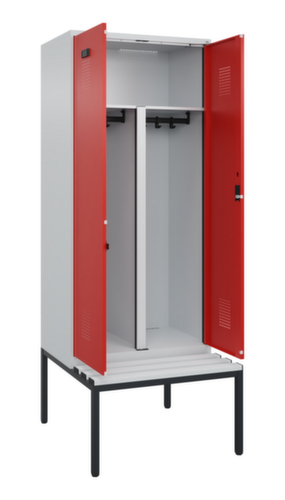 C+P PBM-locker Evolo PLUS voor het gescheiden opbergen van kleding met bank, vakbreedte 400 mm