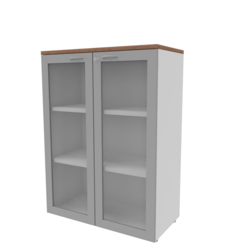 Quadrifoglio Vitrinekast Practika, 3 ordnerhoogten, romp wit/notenhout