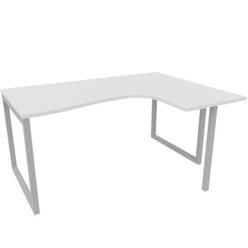 Quadrifoglio Hoekbureau Practika, sledeframe, breedte 1600 mm, wit/aluminium