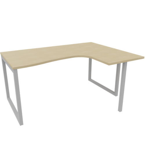 Quadrifoglio Hoekbureau Practika, sledeframe, breedte 1600 mm, eiken/aluminium