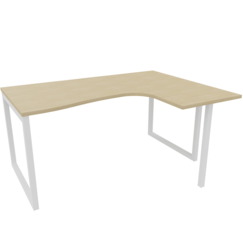 Quadrifoglio Hoekbureau Practika, sledeframe, breedte 1600 mm, eiken/wit