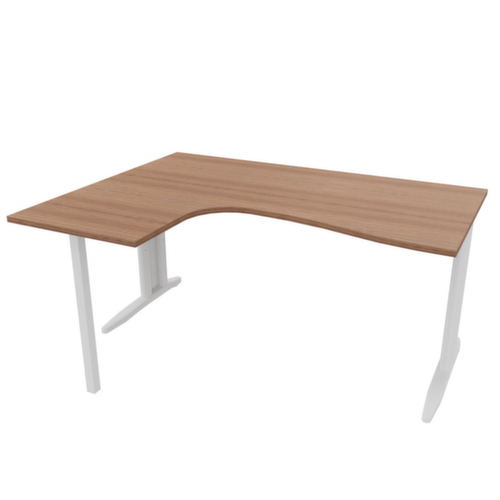 Quadrifoglio Hoekbureau Practika, C-voetonderstel, breedte 1600 mm, canaletto-hout/wit