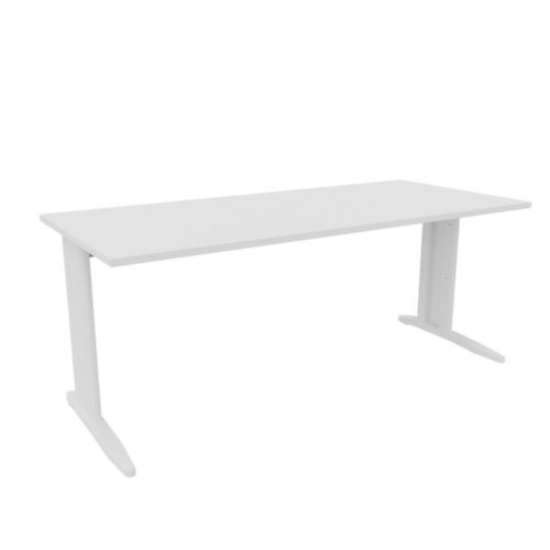 Quadrifoglio Bureau Practika met C-voetonderstel, breedte x diepte 1800 x 800 mm, plaat wit