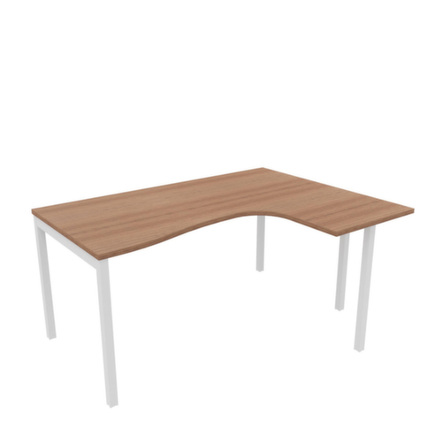 Quadrifoglio Hoekbureau Practika, 4-voetonderstel, breedte 1600 mm, canaletto-hout/wit