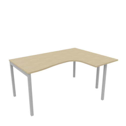 Quadrifoglio Hoekbureau Practika, 4-voetonderstel, breedte 1600 mm, eiken/aluminium