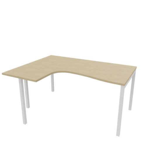 Quadrifoglio Hoekbureau Practika, 4-voetonderstel, breedte 1600 mm, eiken/wit