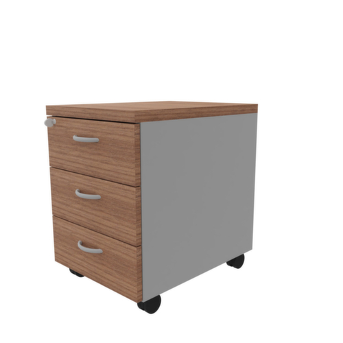 Quadrifoglio Verrijdbaar ladeblok Practika, 3 lade(n), aluminium/canaletto-hout