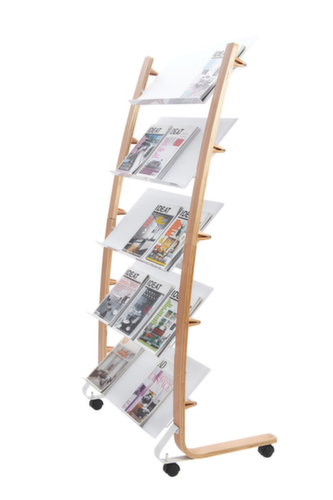 Mobiel folderrek DD5PMW, 5 planken, onderstel natuur