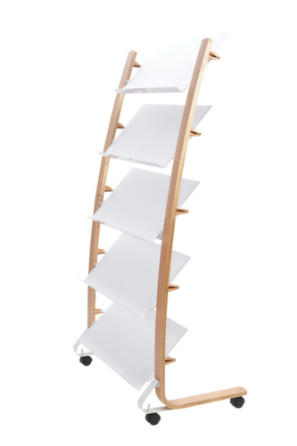 Mobiel folderrek DD5PMW, 5 planken, onderstel natuur
