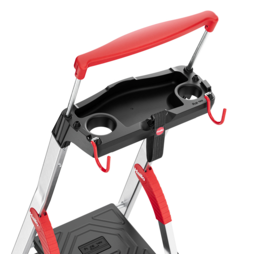 Hailo Enkelzijdige trapladder TopLine L100 met uittrekbare veiligheidsbeugel, 5 extra diepe geribbelde treden